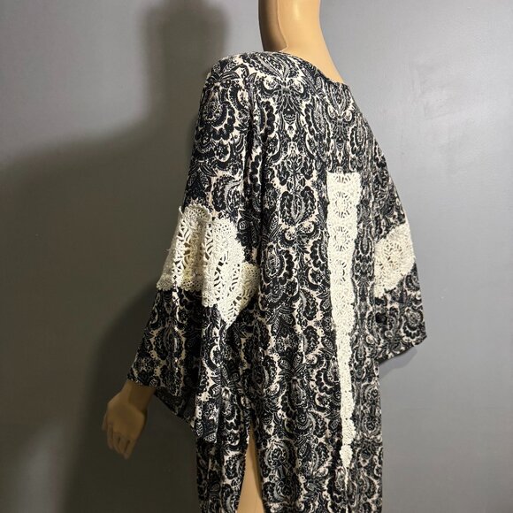 SPIN USA Vintage Boho Kimono Dress ~ Crochet Lace Trim, Made in USA (XL) - Picture 7 of 7